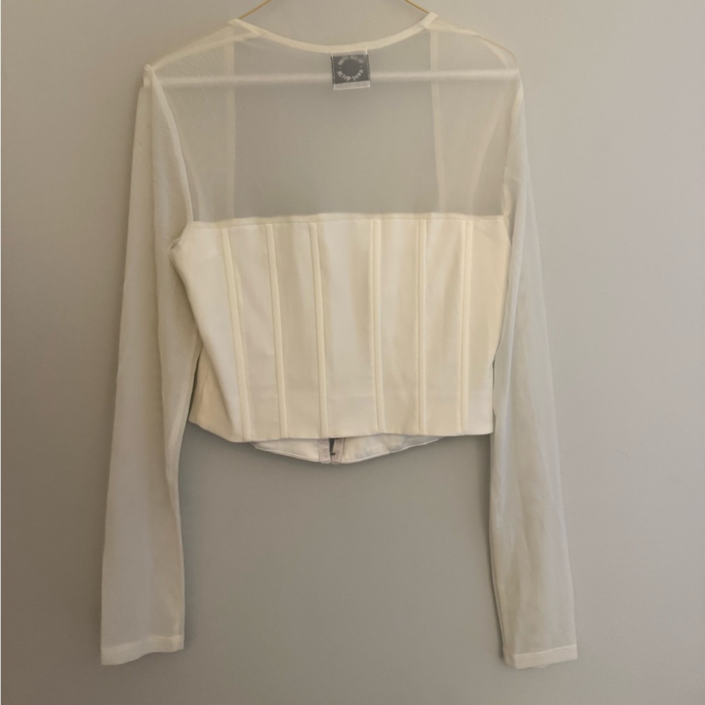 White With Jean Mesh Bustier top - Picture 6 of 7